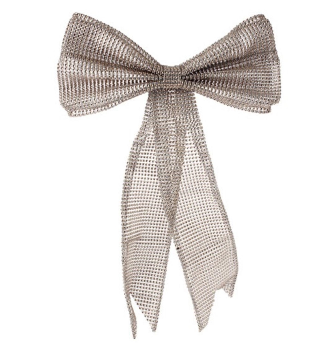 31451232 19 In. Glamour Time Champagne Rhinestone Mesh Bow Commercial Sized Christmas Ornament