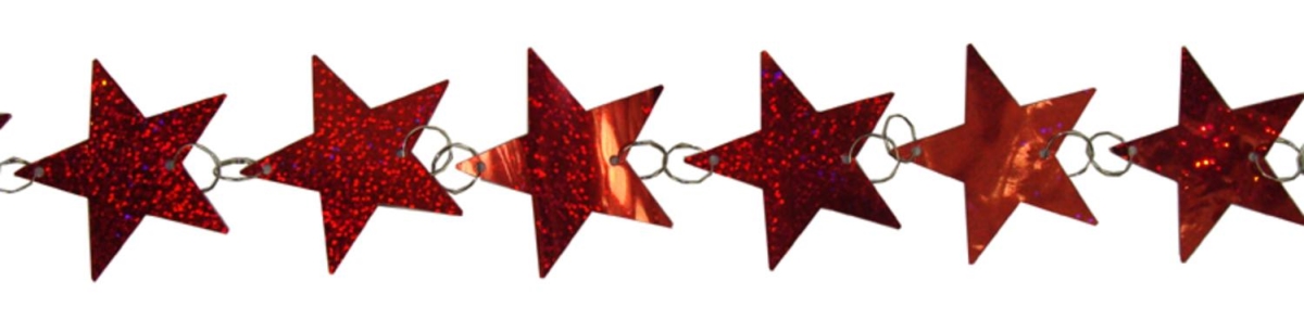 21328217 6 Ft. Holographic Red Star Shaped Christmas Garland