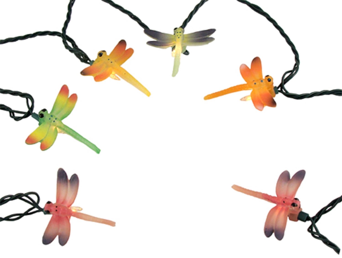 6611927 Multi-color Dragonfly Summer Patio Novelty Green Wire Christmas Light, Set Of 10