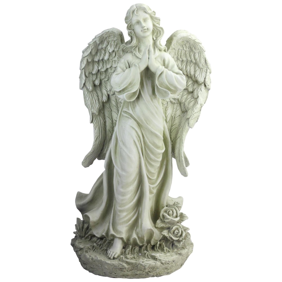 32595581 24.5 In. Light Olive Green Praying Angel Decorative Outdoor Garden Statue