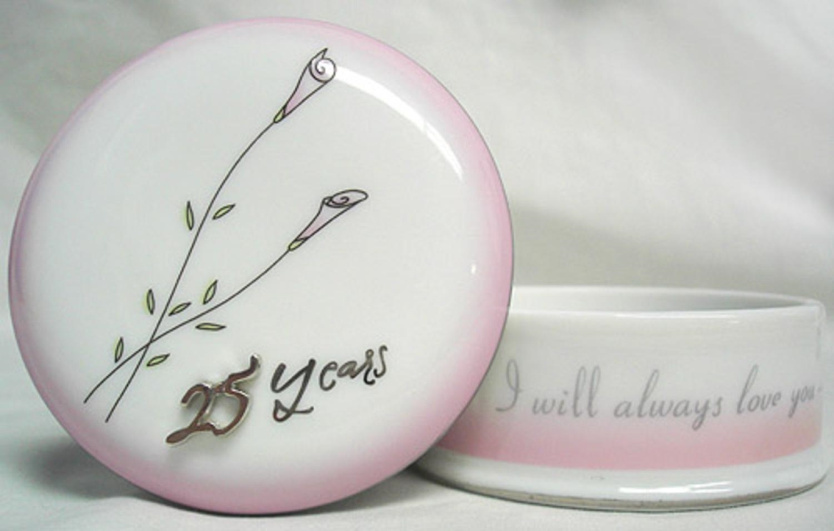 6398892 25th Wedding Anniversary Pink Rose Keepsake Box