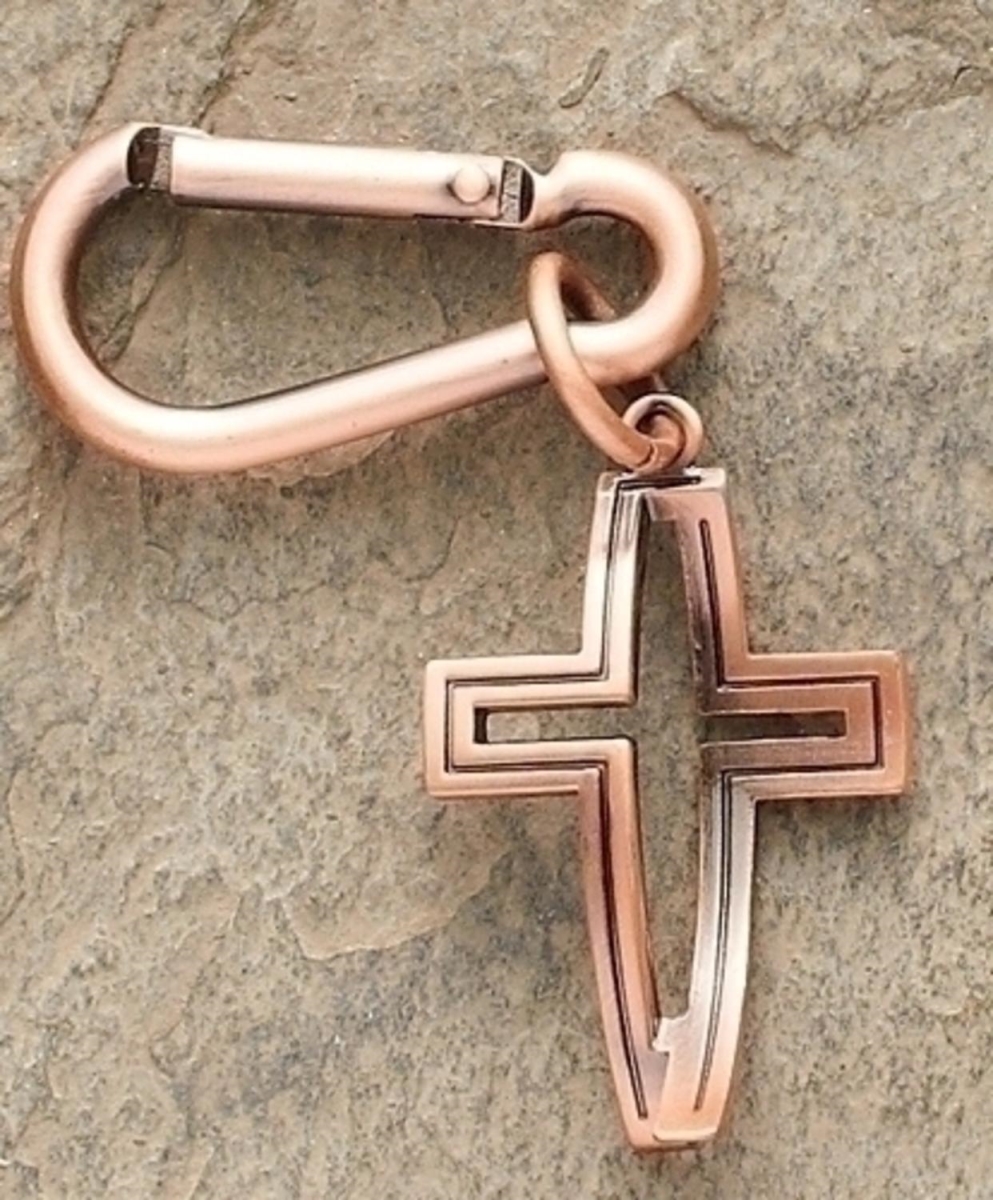 31364744 3.5 In. Dimensions Of Christ Bronze Backpack Clip With Cross Fish Charm