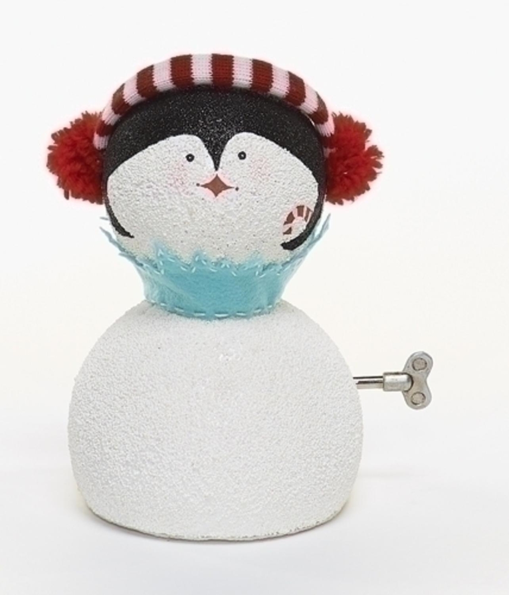 31071055 8.75 In. Happy Holidays Animated Musical Penguin Face Christmas Figure