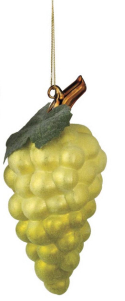 11239092 9 In. Sugared Fruit Decorative Green Grapes Cluster Christmas Ornament
