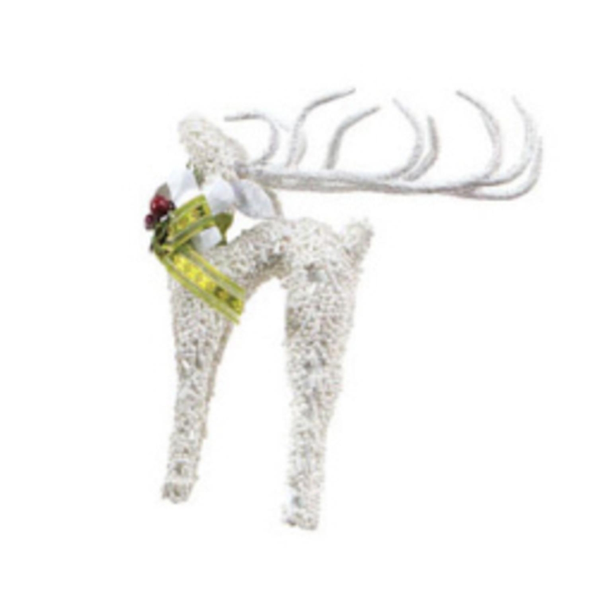 16190226 6 In. Snow Drift Noble White Glass Beaded Reindeer Christmas Ornament