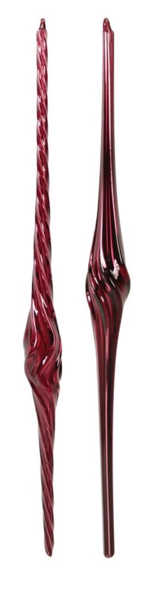 30852014 18 In. Rich Plum Burgundy Twisted Glass Icicle Christmas Ornament