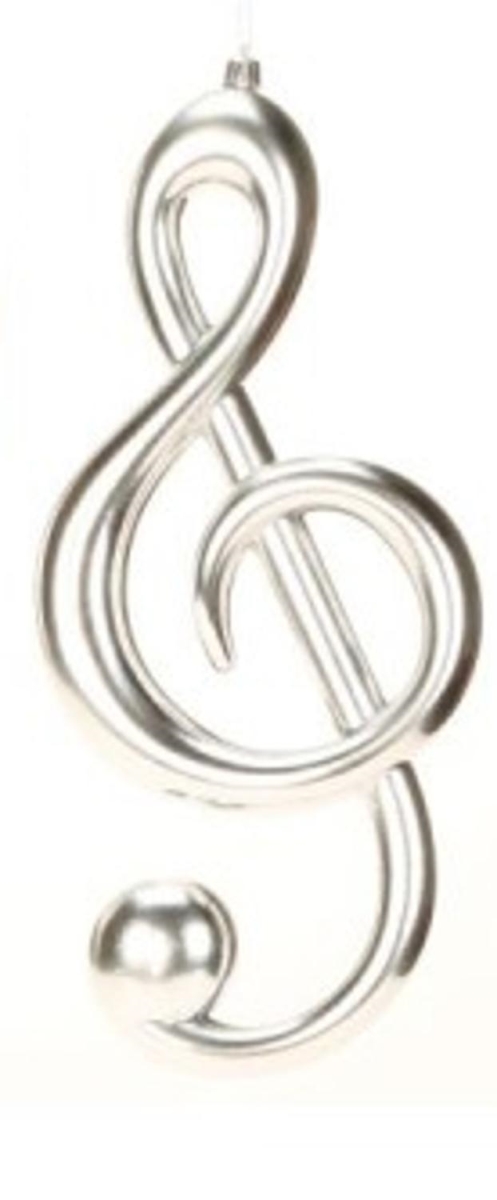 31460078 12.25 In. Royal Symphony Shiny Silver Musical Treble Clef Christmas Ornament