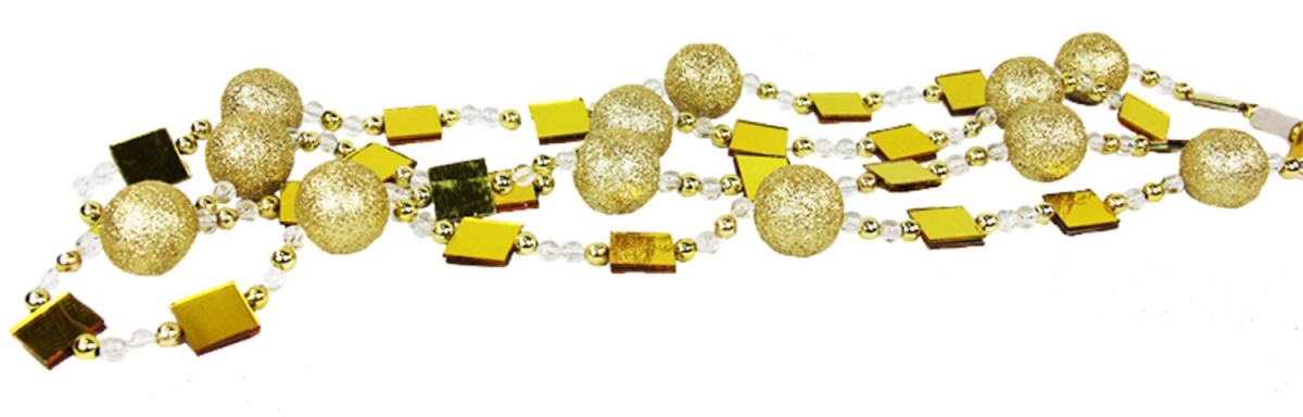 30781435 6 Ft. Gold Glitter Beaded Christmas Garland