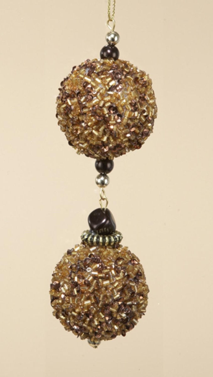 Kurt Adler 11145728 5 In. Chocolate Shop Gold Balls Rolled In Glitter Christmas Ornament