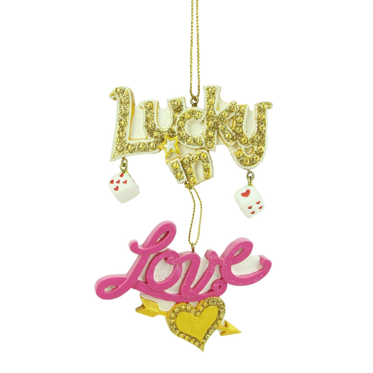 Kurt Adler 11140389 4.5 In. Fashion Avenue Lucky In Love Las Vegas Dice Christmas Ornament