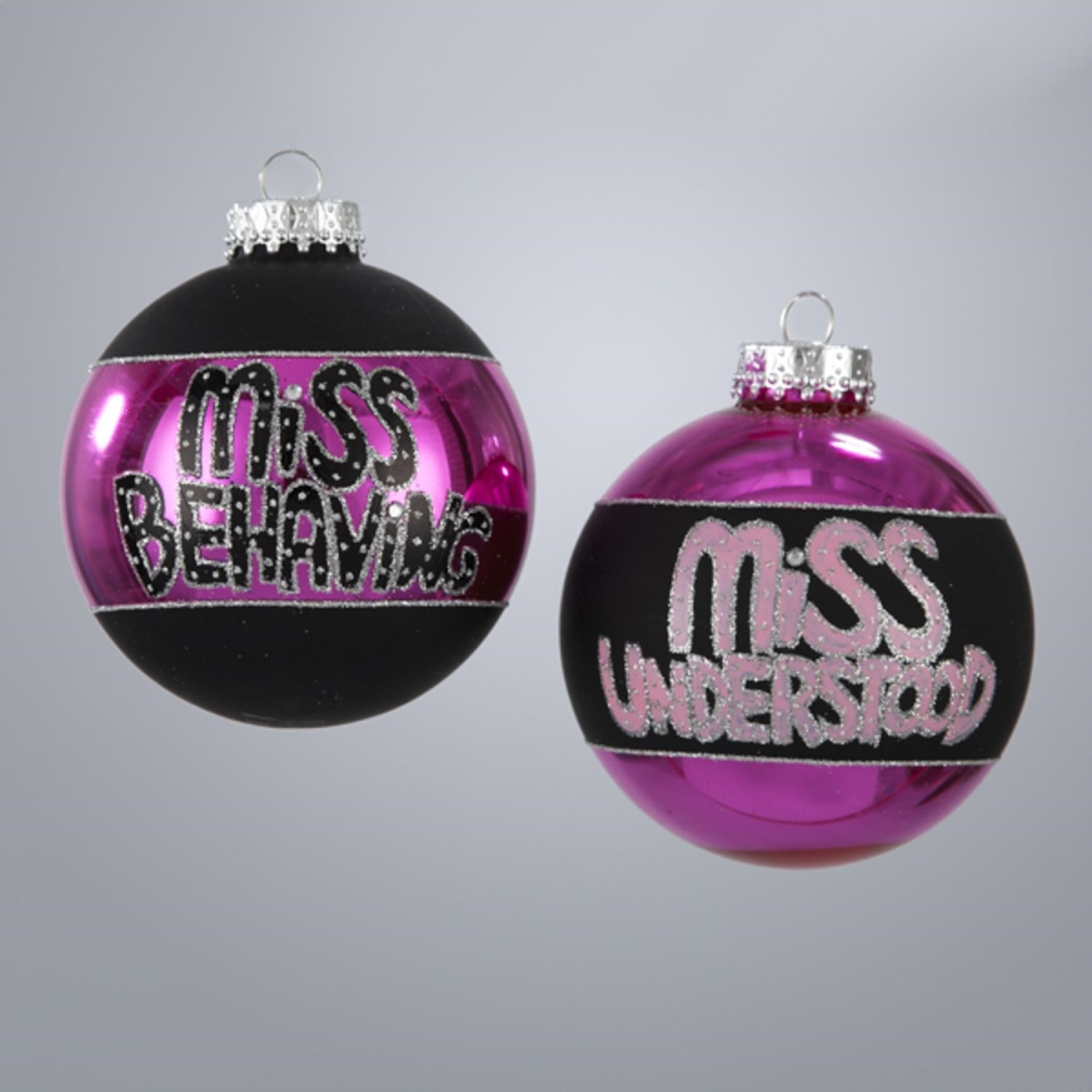 Kurt Adler 11156107 3.25 In. Fashion Avenue Miss Behaving Glass Ball Christmas Ornaments, Set Of 4