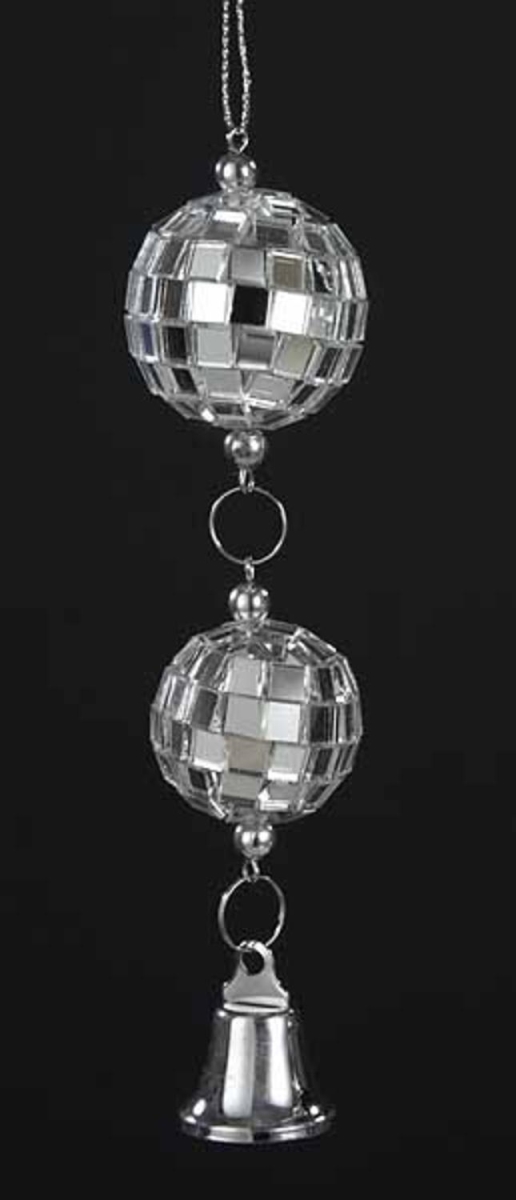 Kurt Adler 30839304 5 In. Seasons Of Elegance Mirror Disco Balls With Bell Christmas Ornament