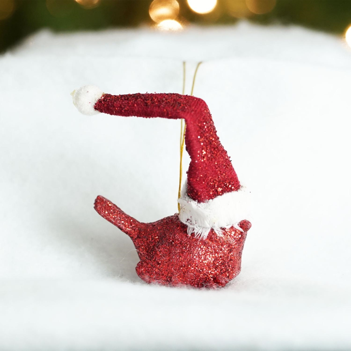 Kurt Adler 30851795 3 In. Red Glittered Sitting Cardinal Bird In Santa Hat Christmas Ornament