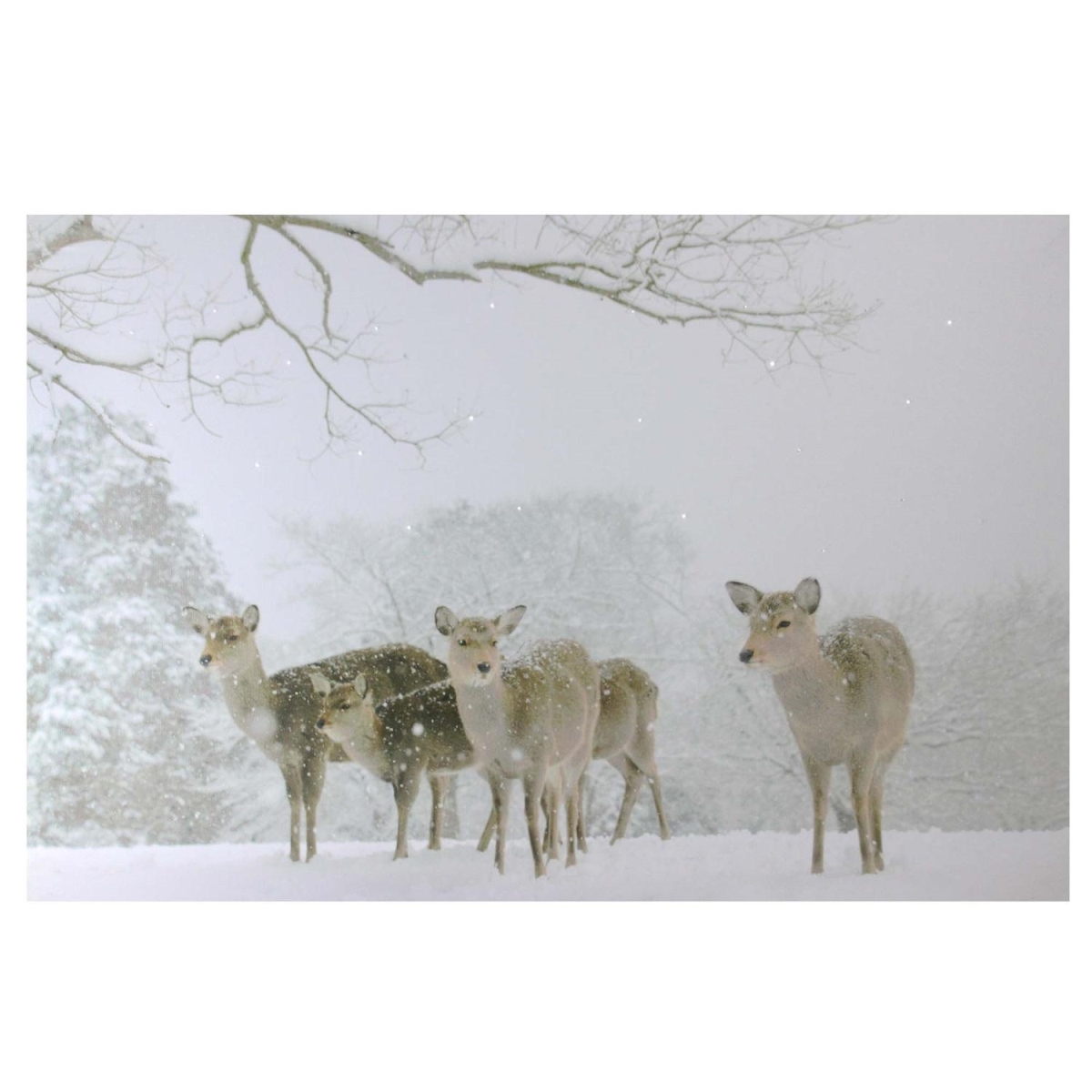 32621260 Large Fiber Optic Winter With Deer Canvas Wall Art