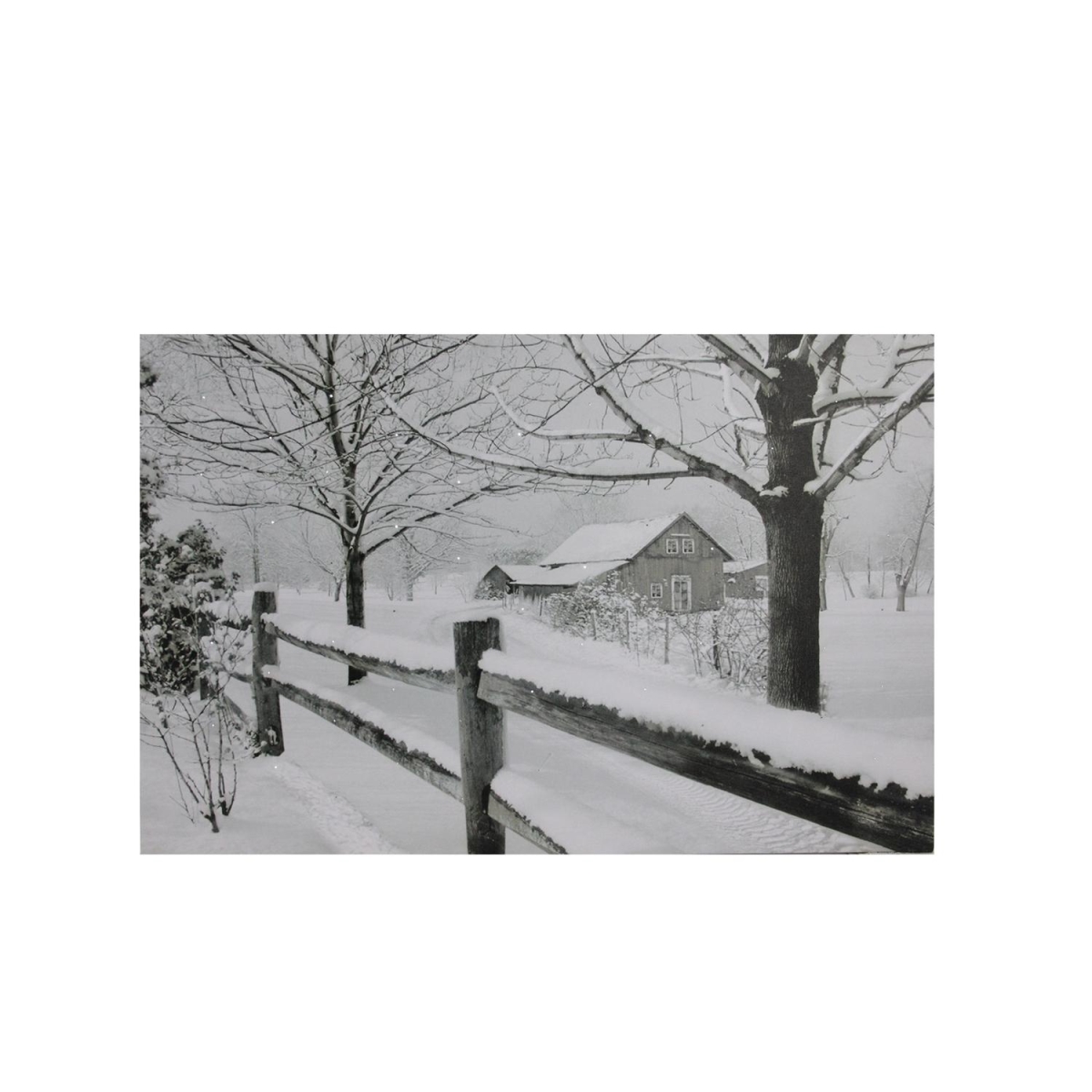 32621264 11.75 X 15.75 In. Lighted Snowy Cabin Canvas Wall Art