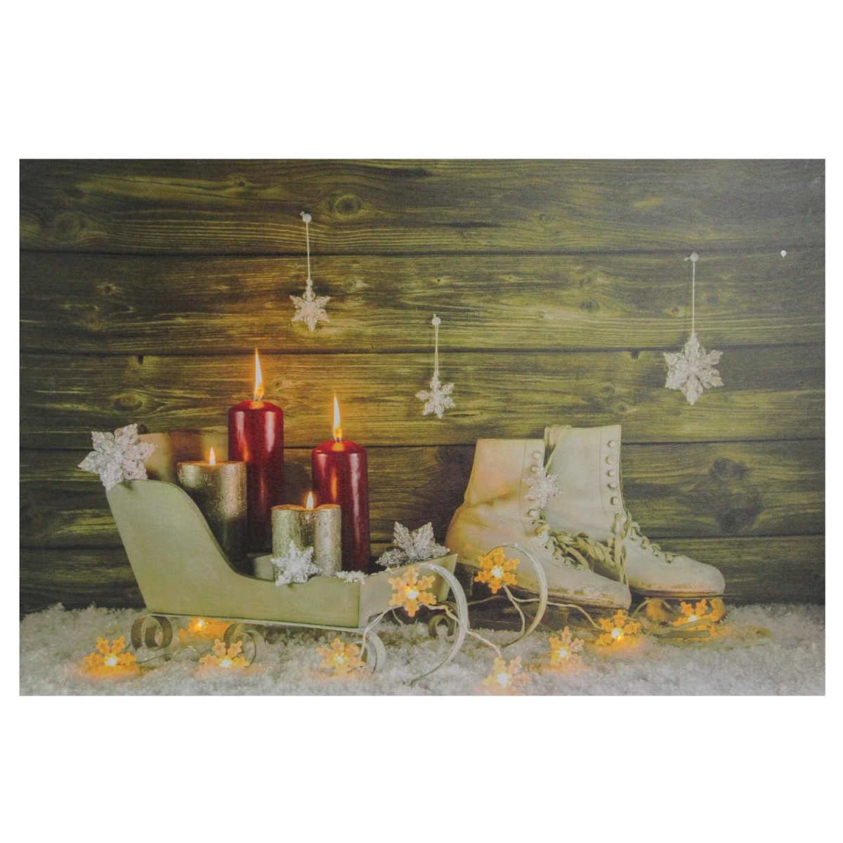 32621270 23.5 X 15.5 In. Lighted Candles X-mas Canvas Wall Art