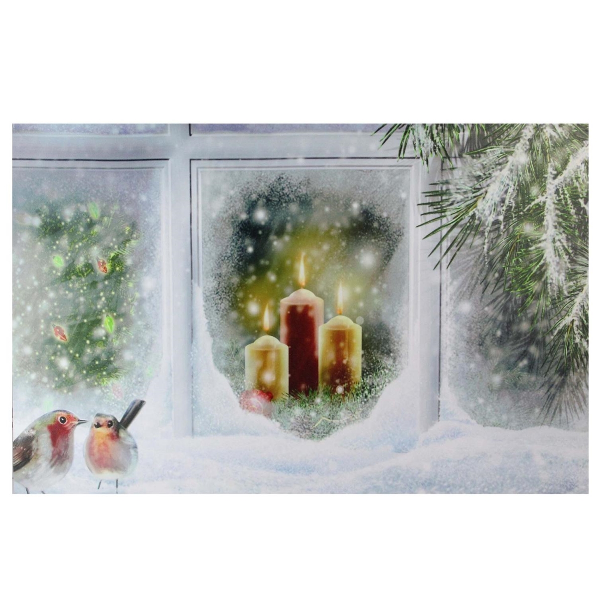 32621271 Snowy Window Pane & Candles X-mas Canvas Wall Art