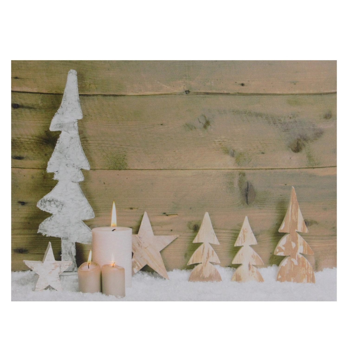 32621273 Lighted Candles & Wooden Trees Canvas Wall Art