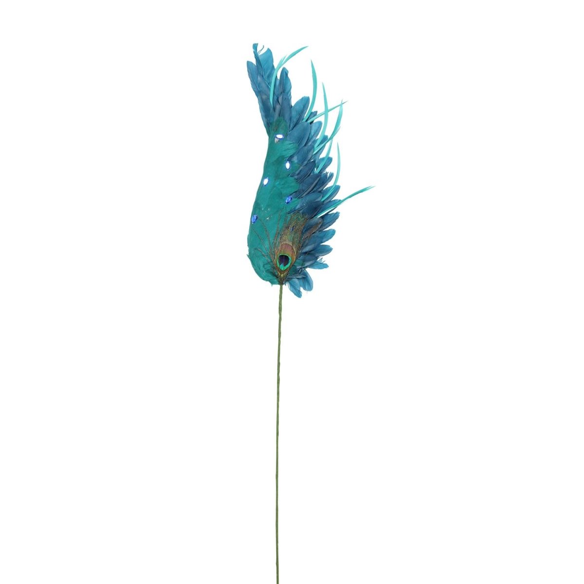 32627478 27.5 In. Turquoise Peacock Feather Decorative Spray