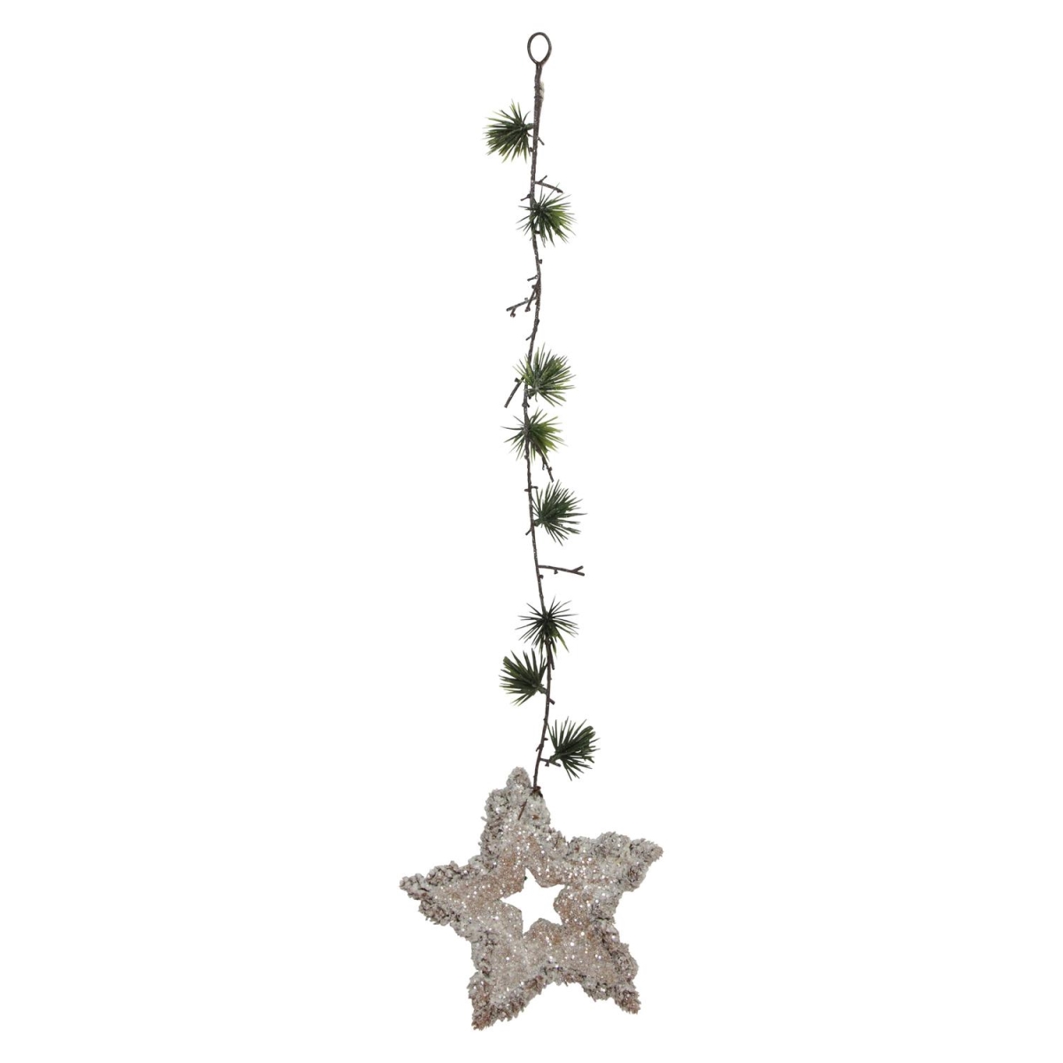 32627482 25 In. Pine Needle Sprig And Star Hanging Spray