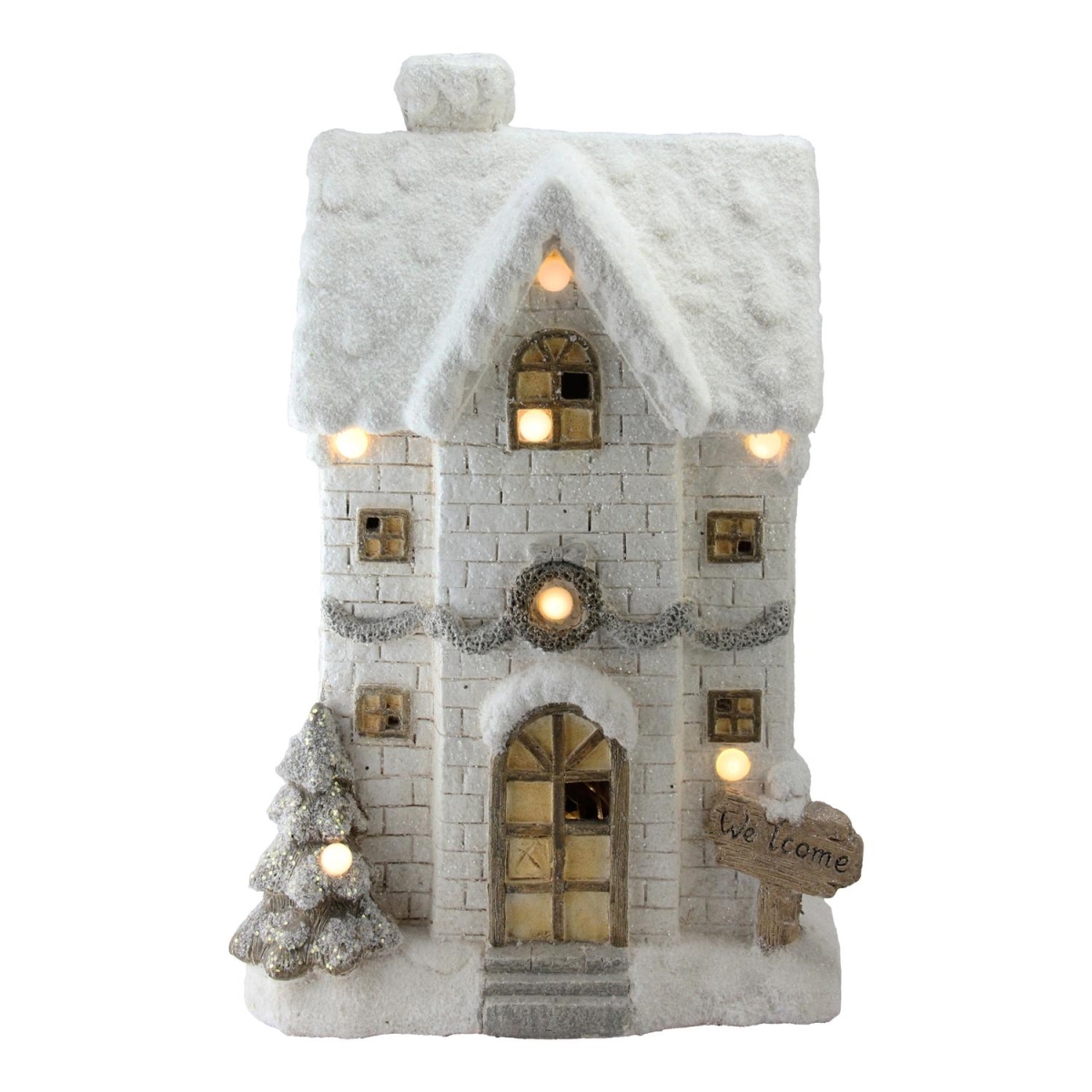 32625572 22.5 In. Snowy Brick House Christmas Decoration