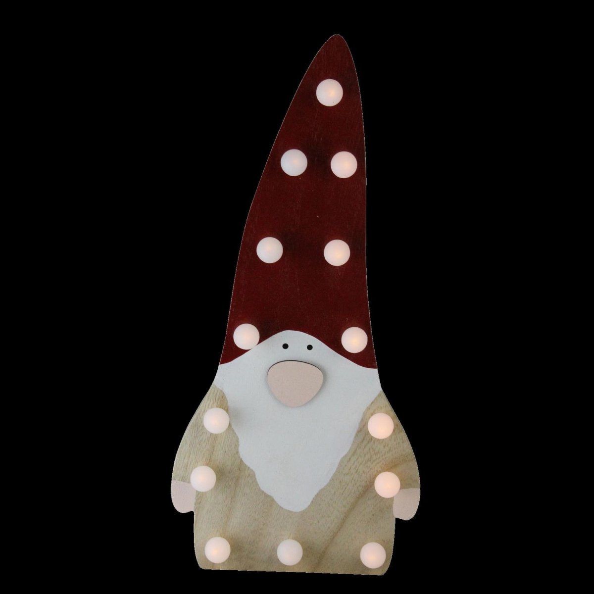32623012 15.75 In. Led Lighted Wooden Santa Gnome Decorative Figurine