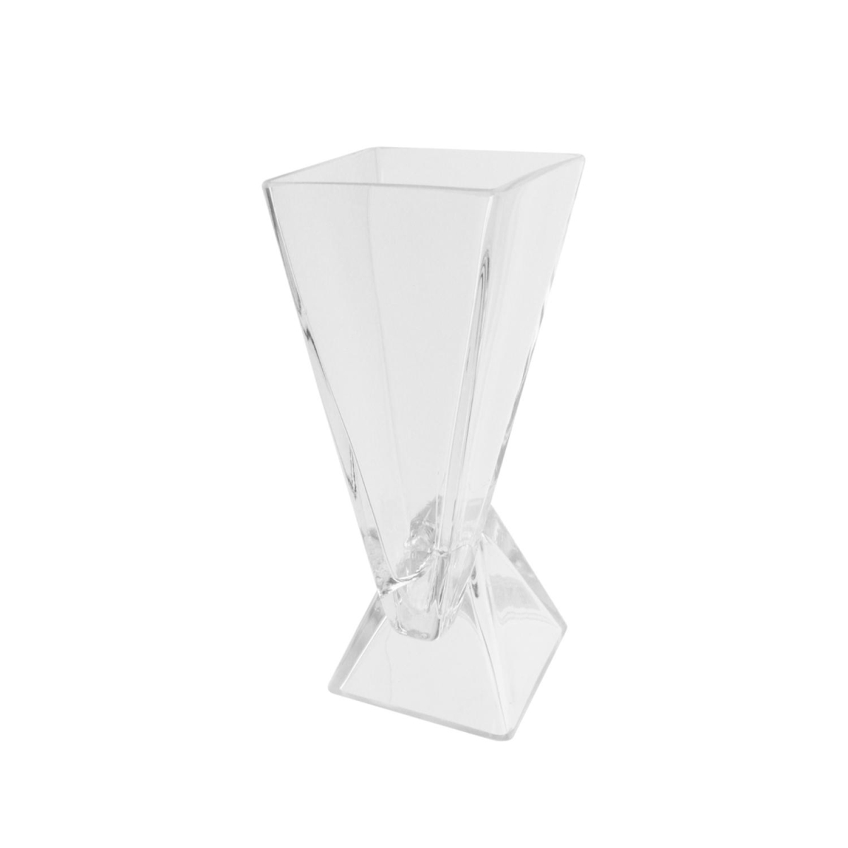 32234681 9.75 In. Offset Pyramids Abstract Transparent Glass Vase