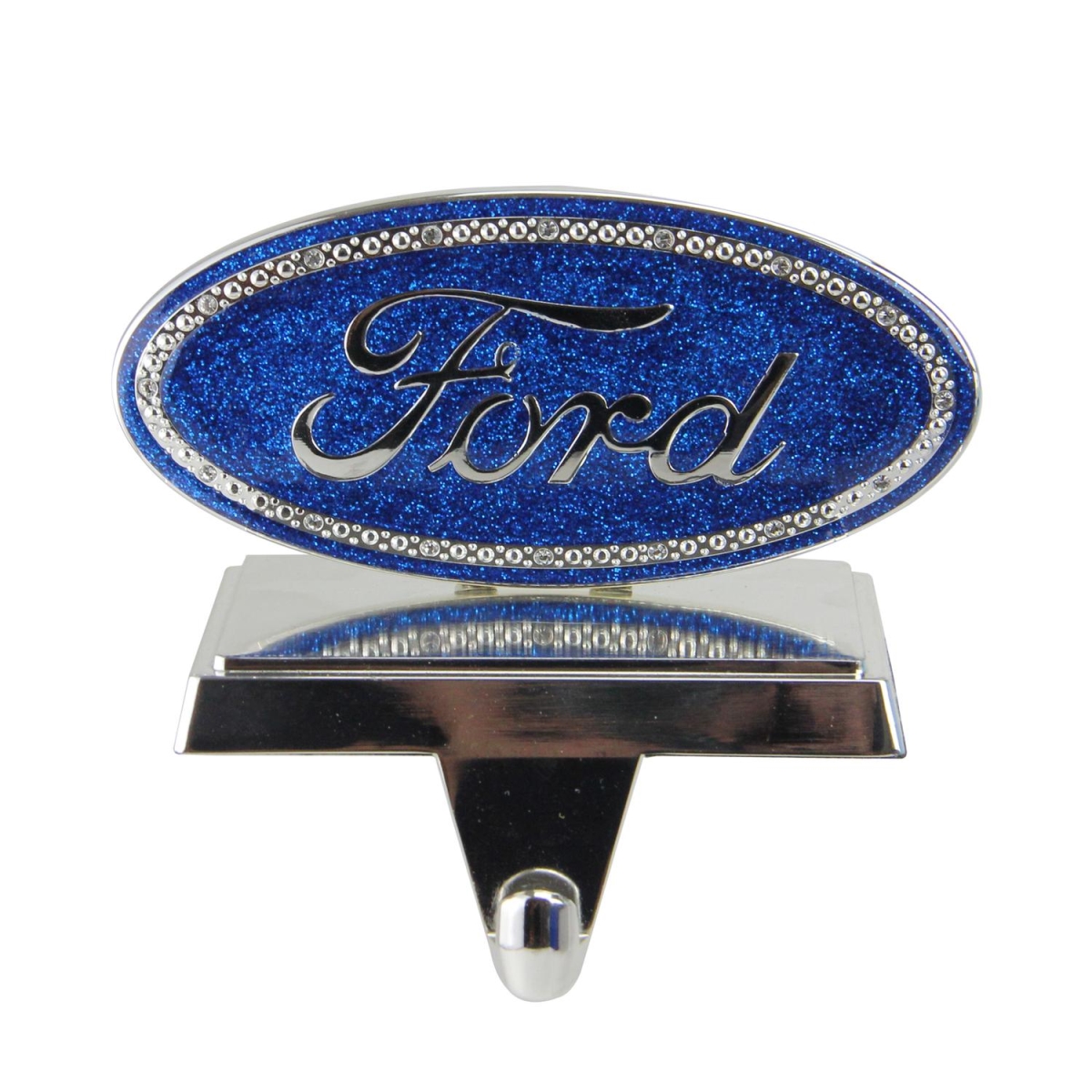 32630244 5 In. Officially Licensed Iconic Ford Logo Silver Plated Weighted Christmas Stocking Holder