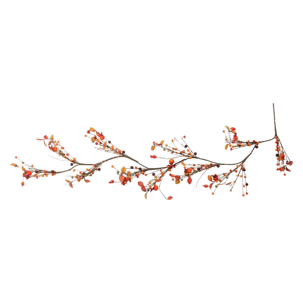 32630259 5 Ft. Autumn Harvest Artificial Berries & Leaves Rustic Twig Thanksgiving Garland - Unlit