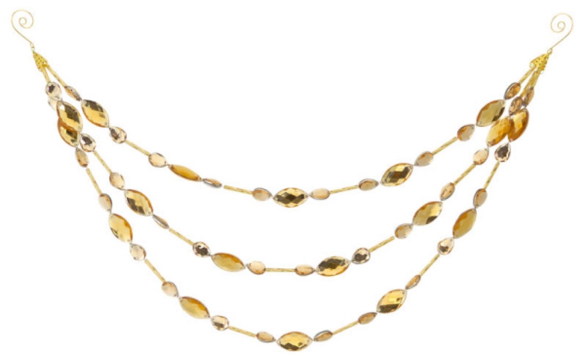 31452720 14 In. Shiny Amber Yellow Beaded Jewel Three Tier Drape Christmas Garland