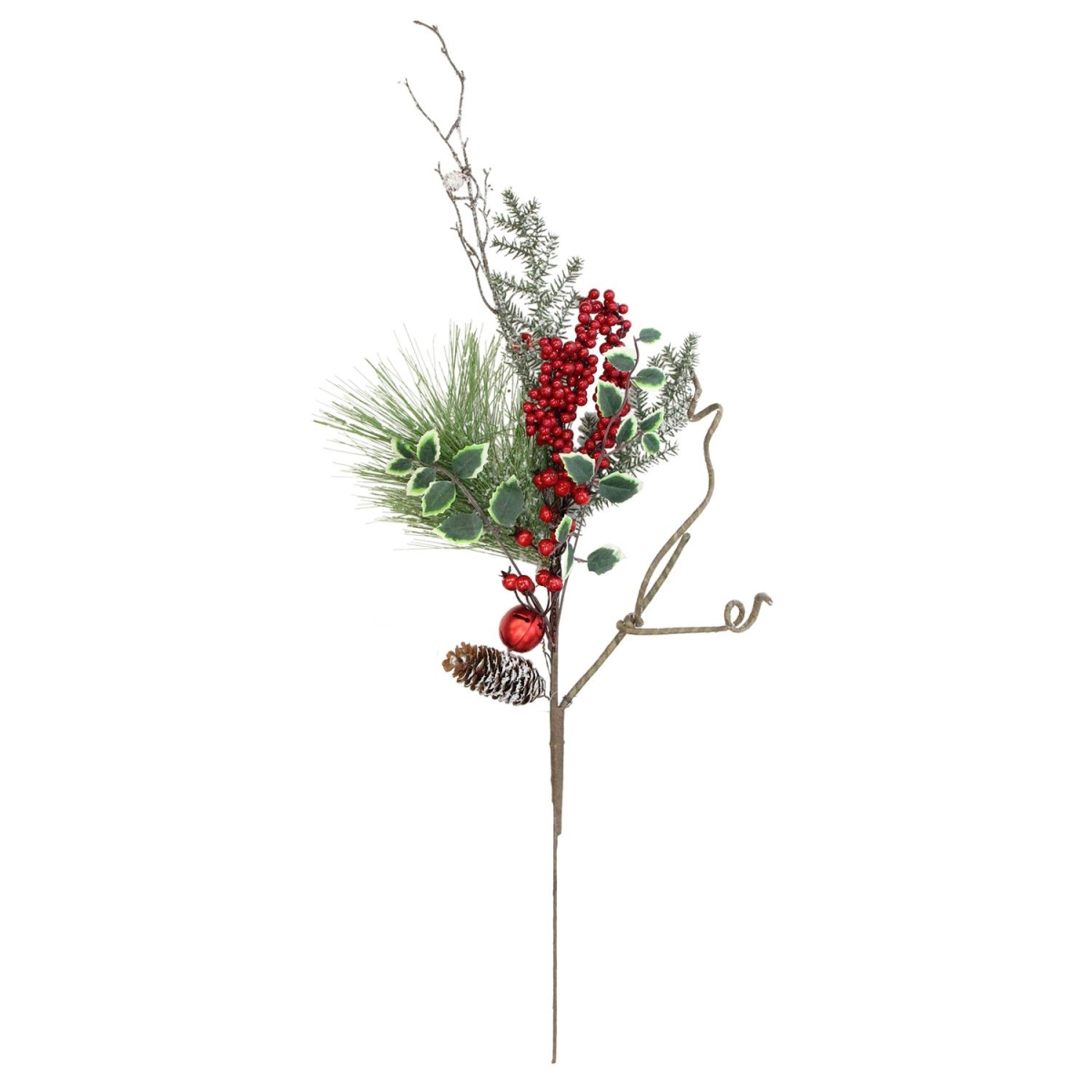 32635910 32 In. Frosted Bells Berries & Pine Cones Artificial Christmas Spray Decoration