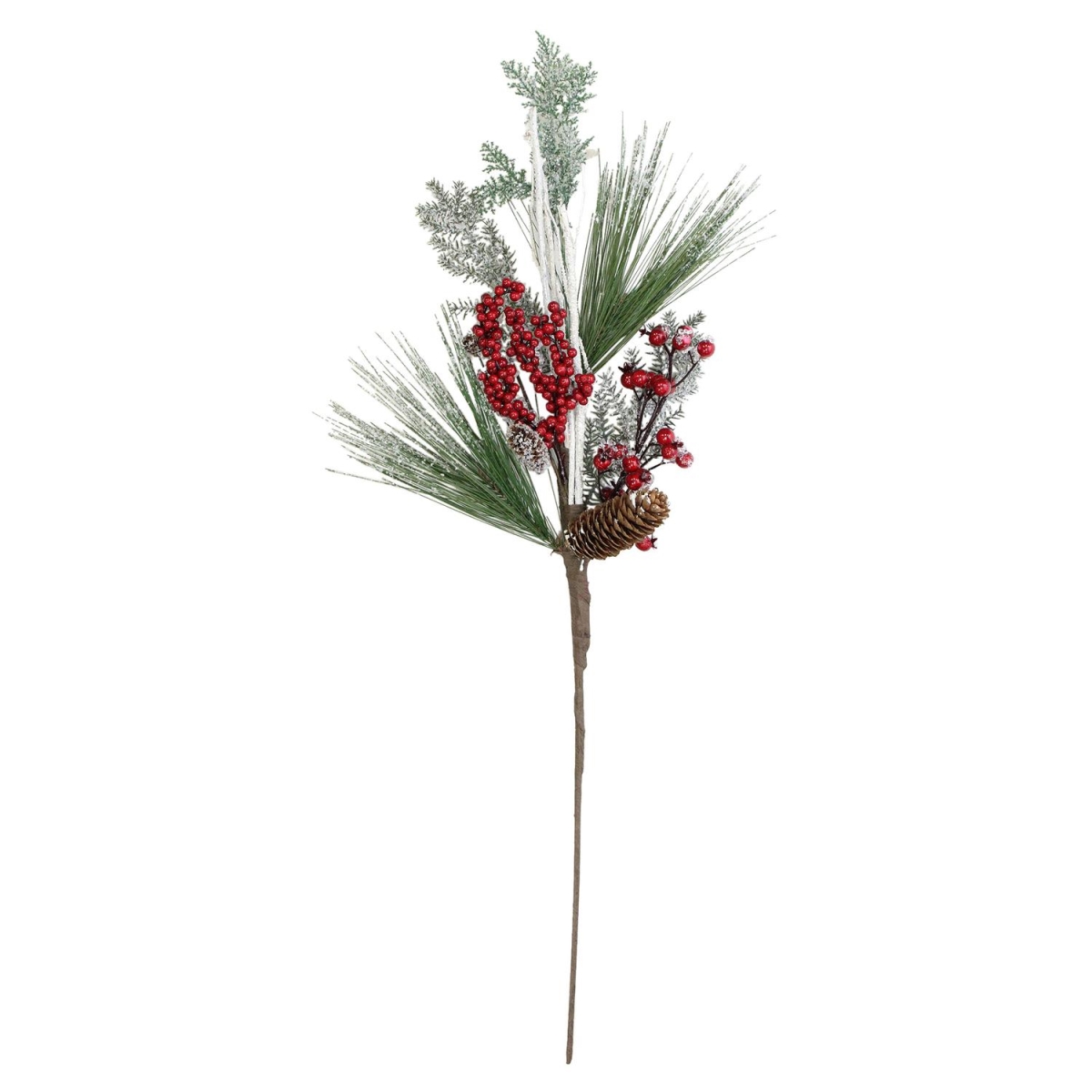32635918 31 In. Bells Berries & Pine Cones Frosted Artificial Christmas Spray Branch
