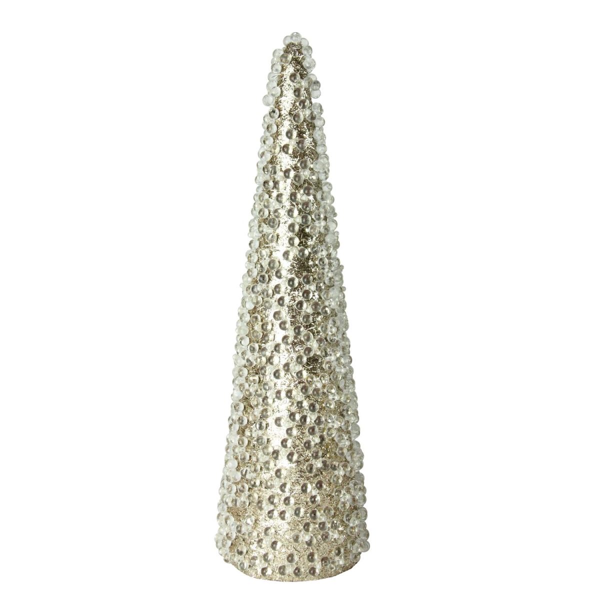 32633993 13 In. All That Glitters Beaded & Gold Glittered Christmas Cone Tree Table Top Decoration