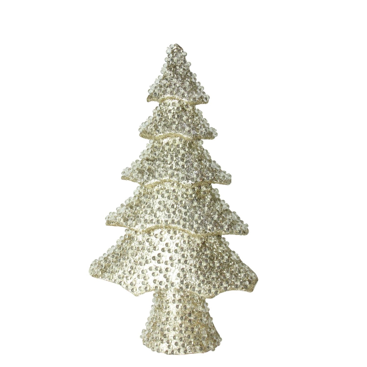 32633994 20.5 In. All That Glitters Beaded & Gold Glittered Christmas Tree Table Top Decoration