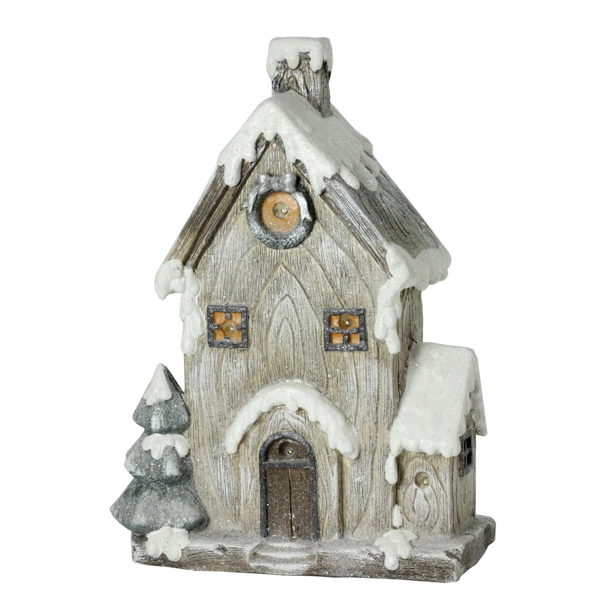 32633480 30 In. Led Lighted Battery Operated Rustic Glittered House Christmas Decoration