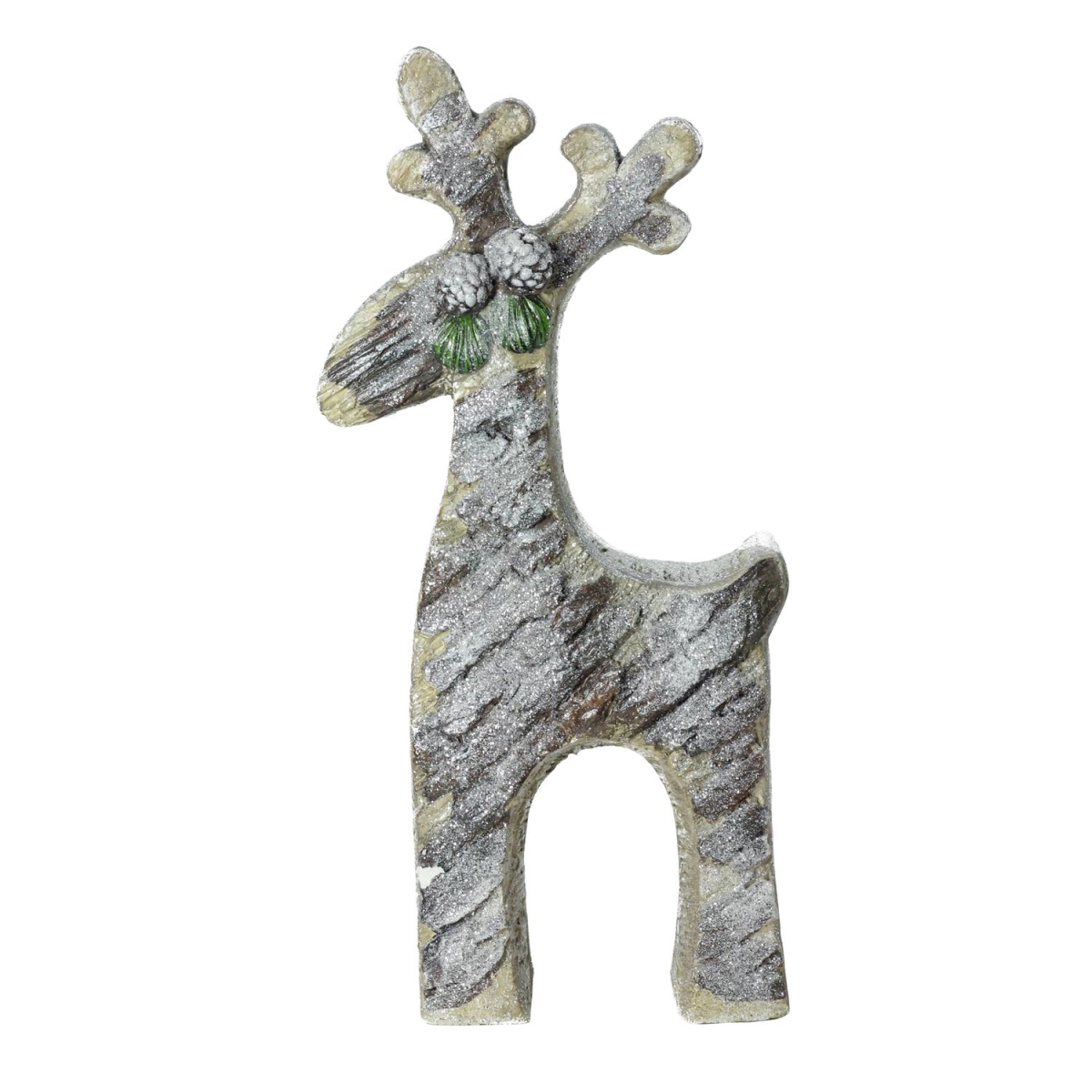 32633484 22 In. Gray Rustic Glittered Christmas Reindeer Table Top Decoration