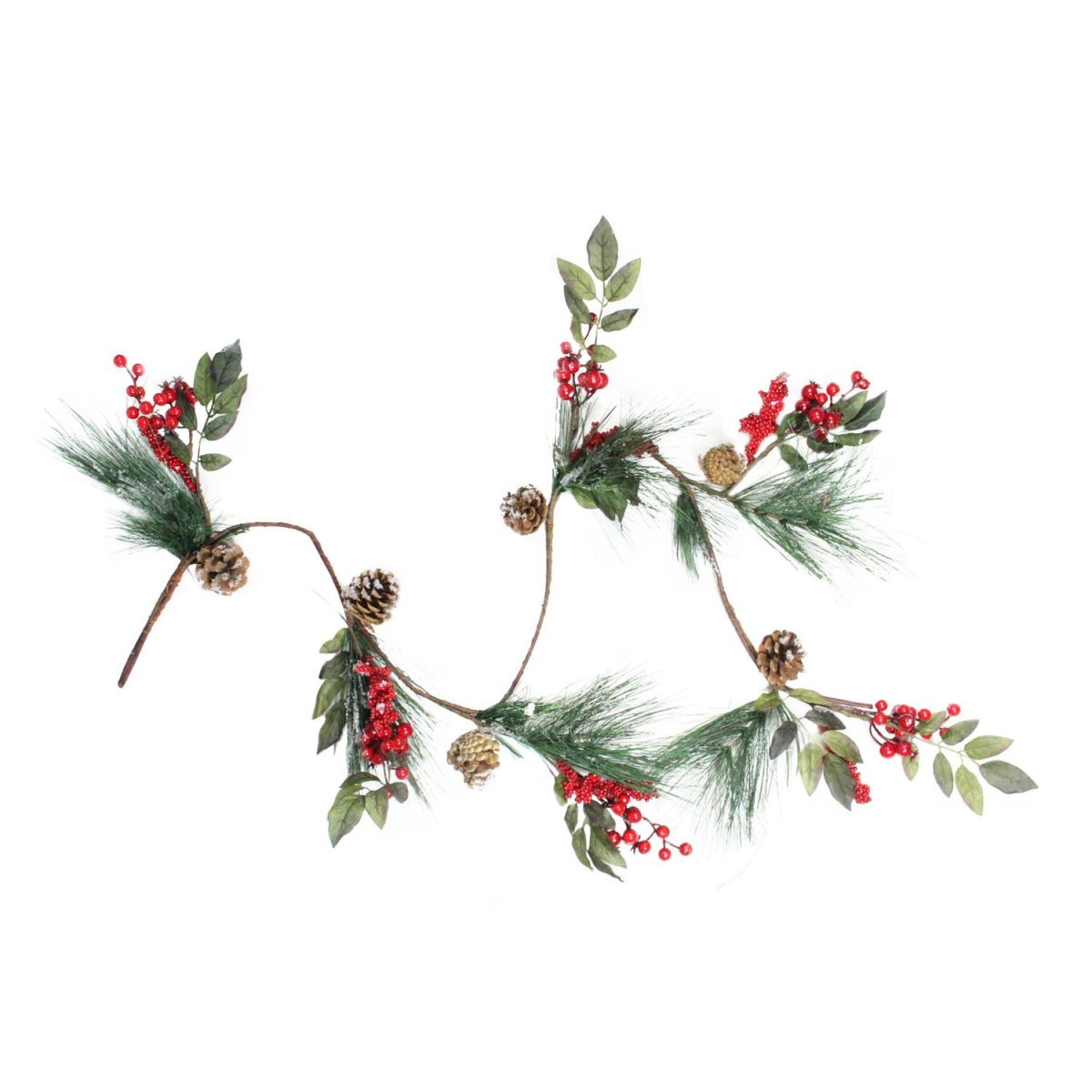 32635581 54 In. Snow Dusted Pine Cones Berries & Long Pine Needles Artificial Christmas Garland - Unlit
