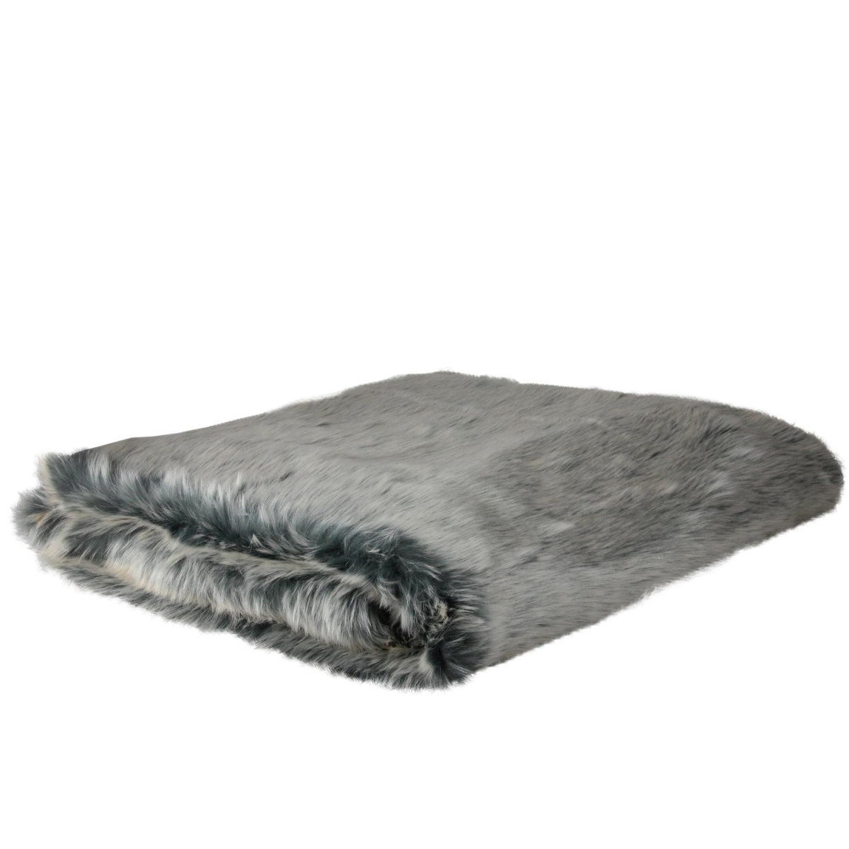 32667182 50 X 60 In. White & Gray Faux Fur Super Plush Throw Blanket