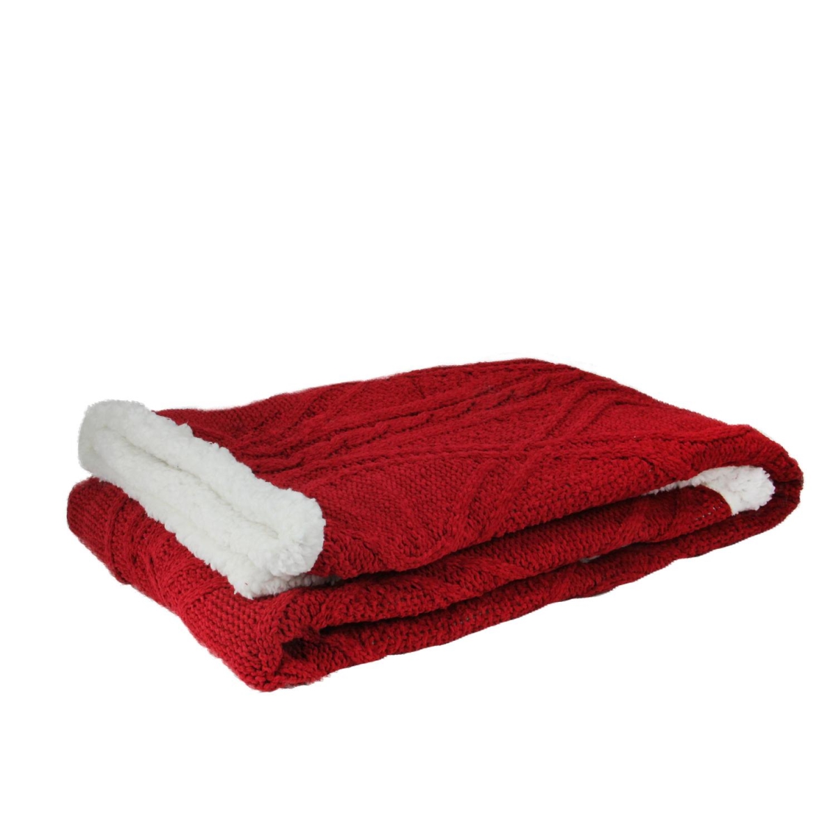 32667180 50 X 60 In. Red Cable Knit Plush Sherpa Throw Blanket