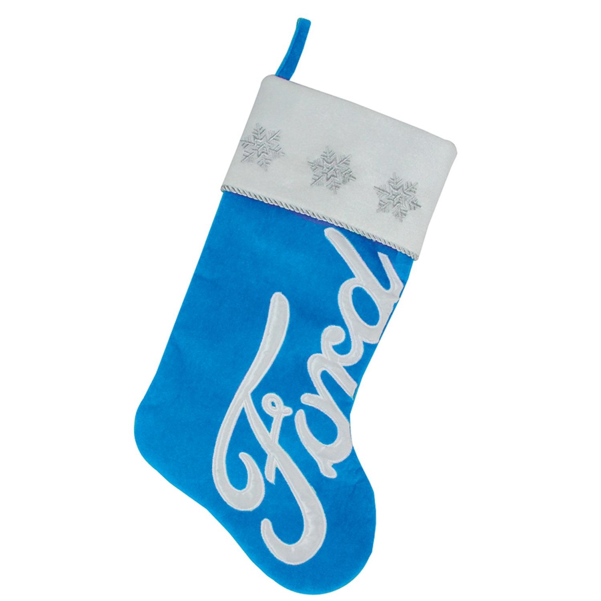 32637786 16 In. Blue & White Ford Decorative Christmas Stocking