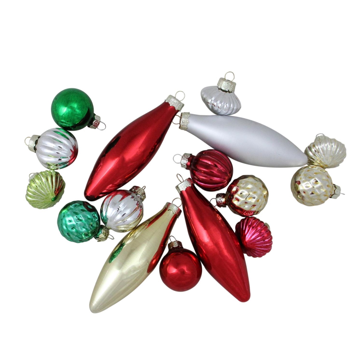 32636488 4 In. Traditional Finial Ball & Onion Shaped Christmas Ornaments - 16 Piece