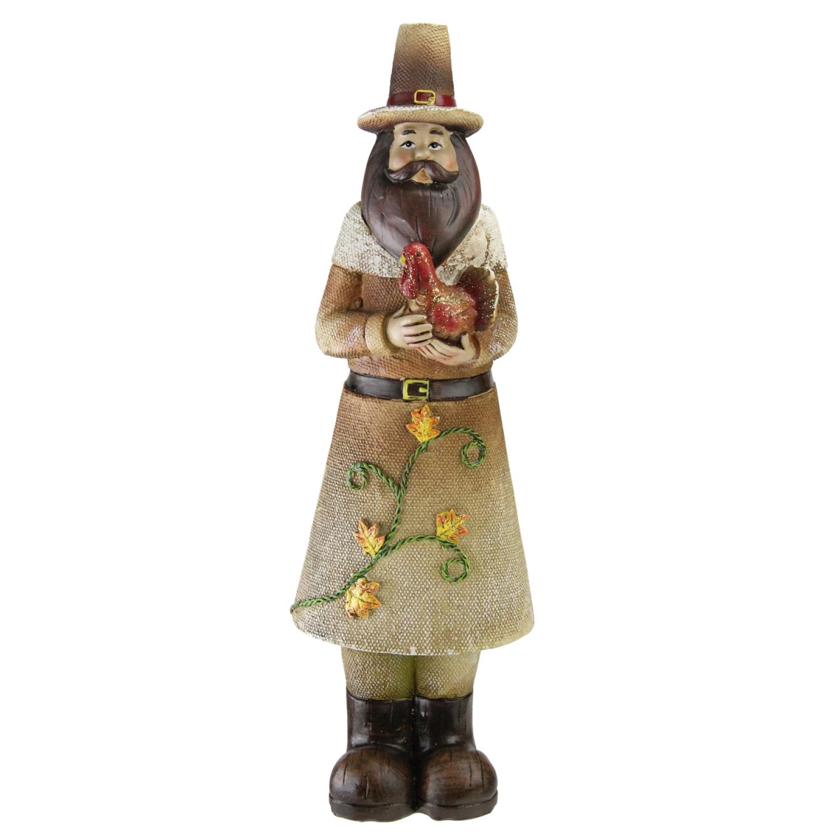 32627512 12 In. Marigold Orange, Tan & Brown Decorative Pilgrim Man Figurine