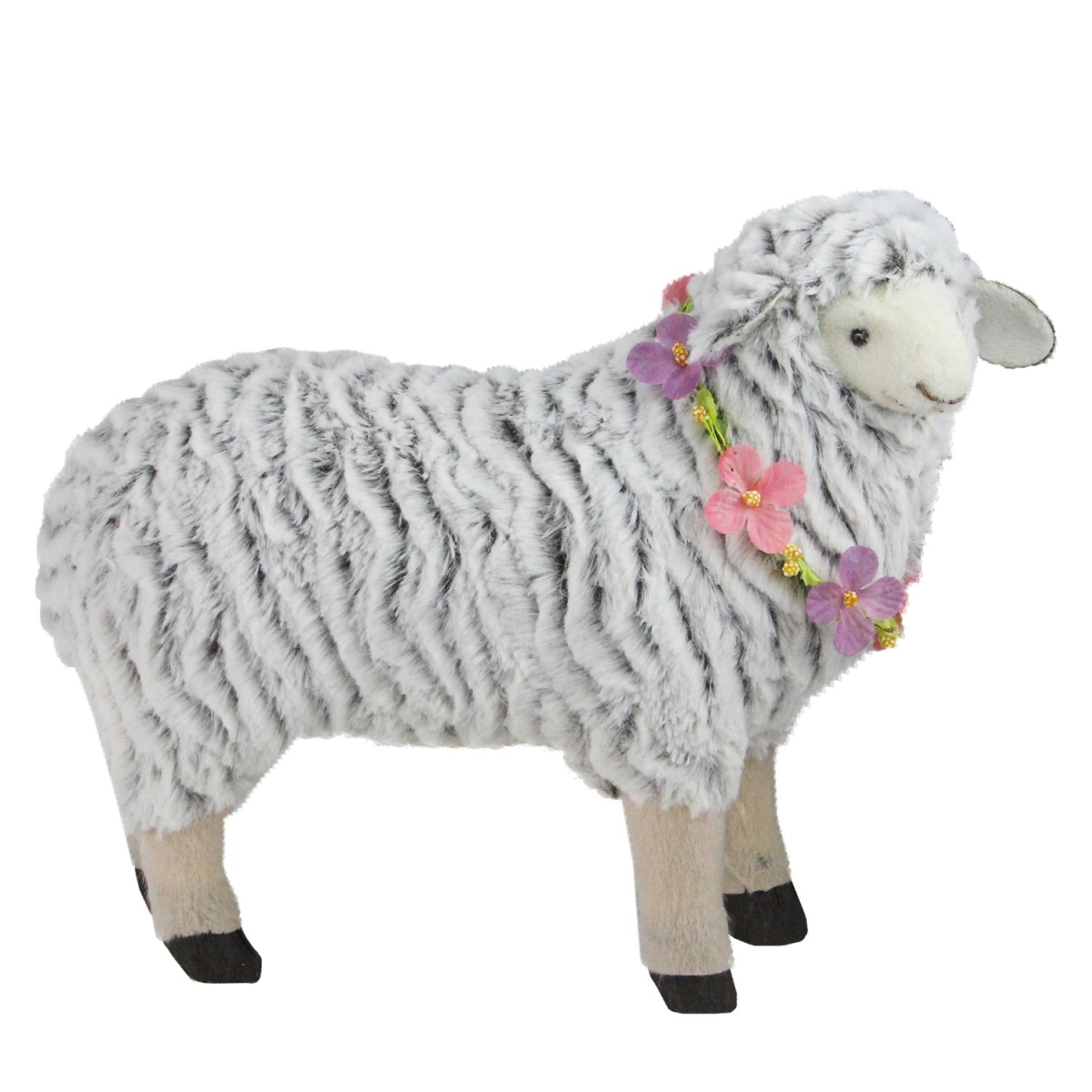 32728977 13 In. White & Brown Plush Standing Sheep Spring Easter Figure