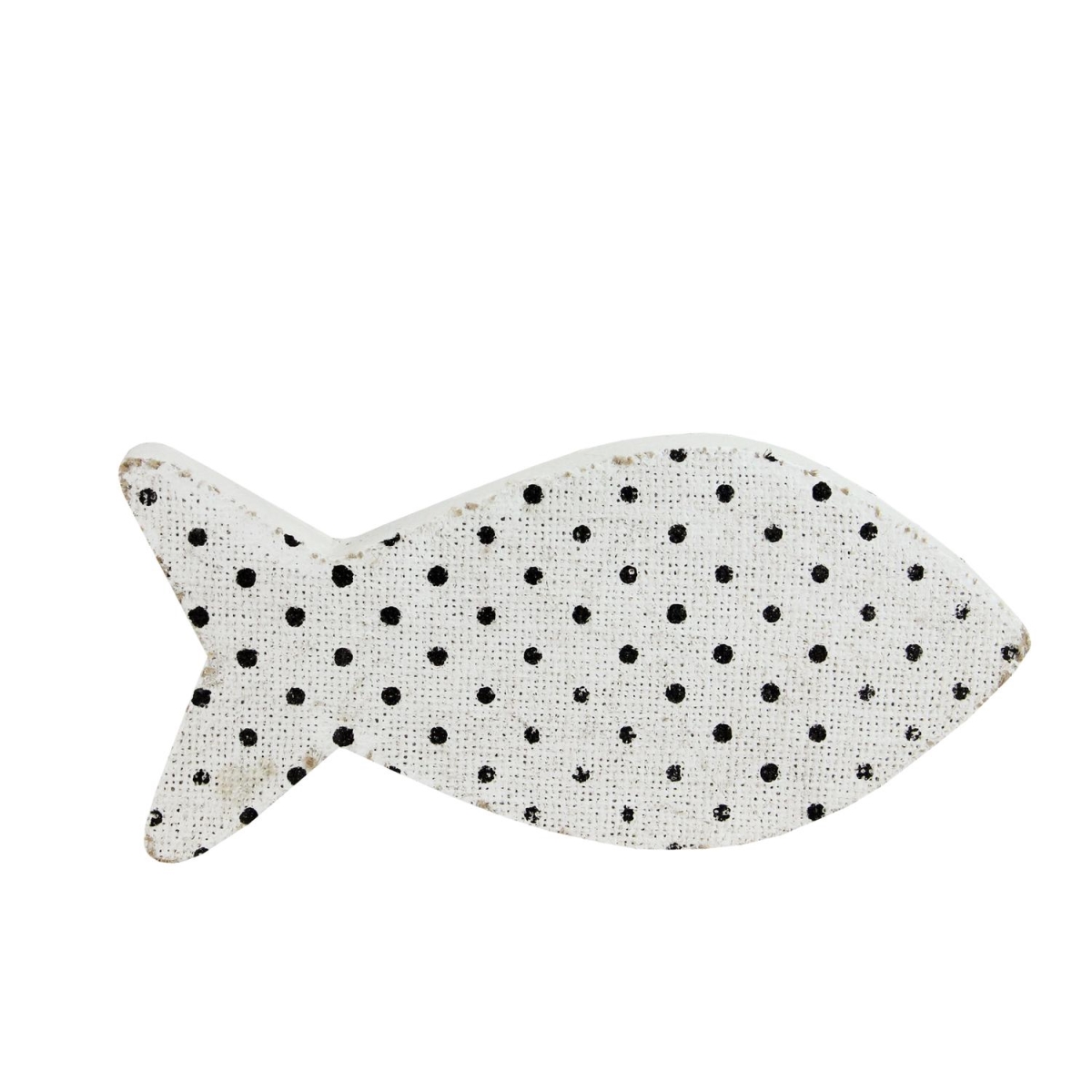 32735181 9.8 In. Cape Cod Inspired Table Top Polka Dot Fish Decoration, White & Black