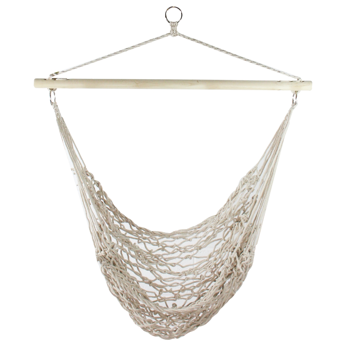 32816644 39 X 43 In. Cotton Netting Hammock Chair With Wooden Bar, White
