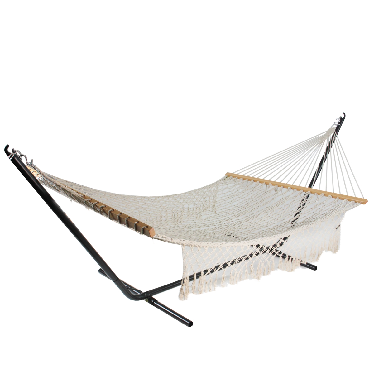 32757220 55 X 78 In. Lattice Style Rope Hammock With Wooden Bars, White