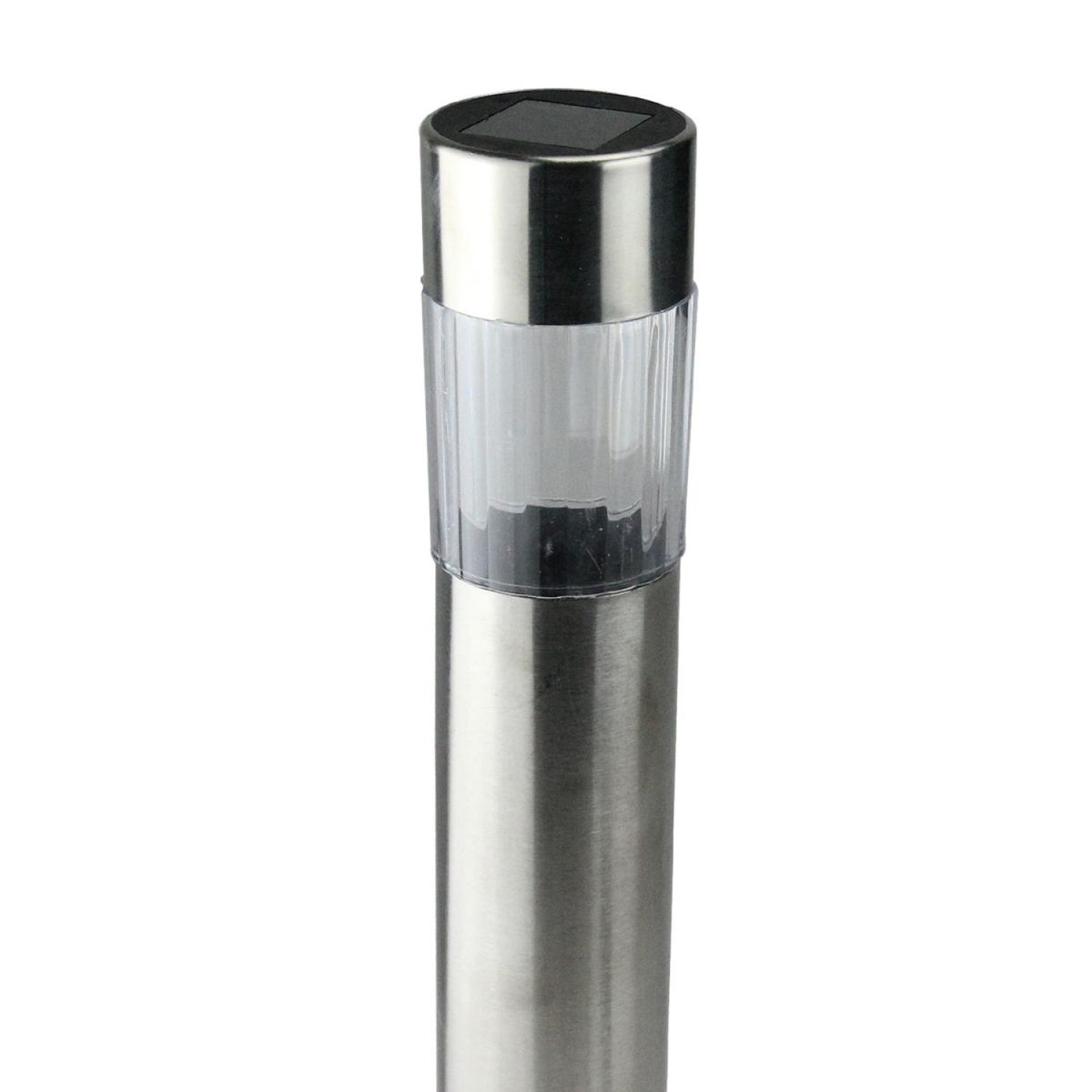 32804228 8.5 In. Solar Light With White Led Light & Lawn Stake - Silver Cylinder