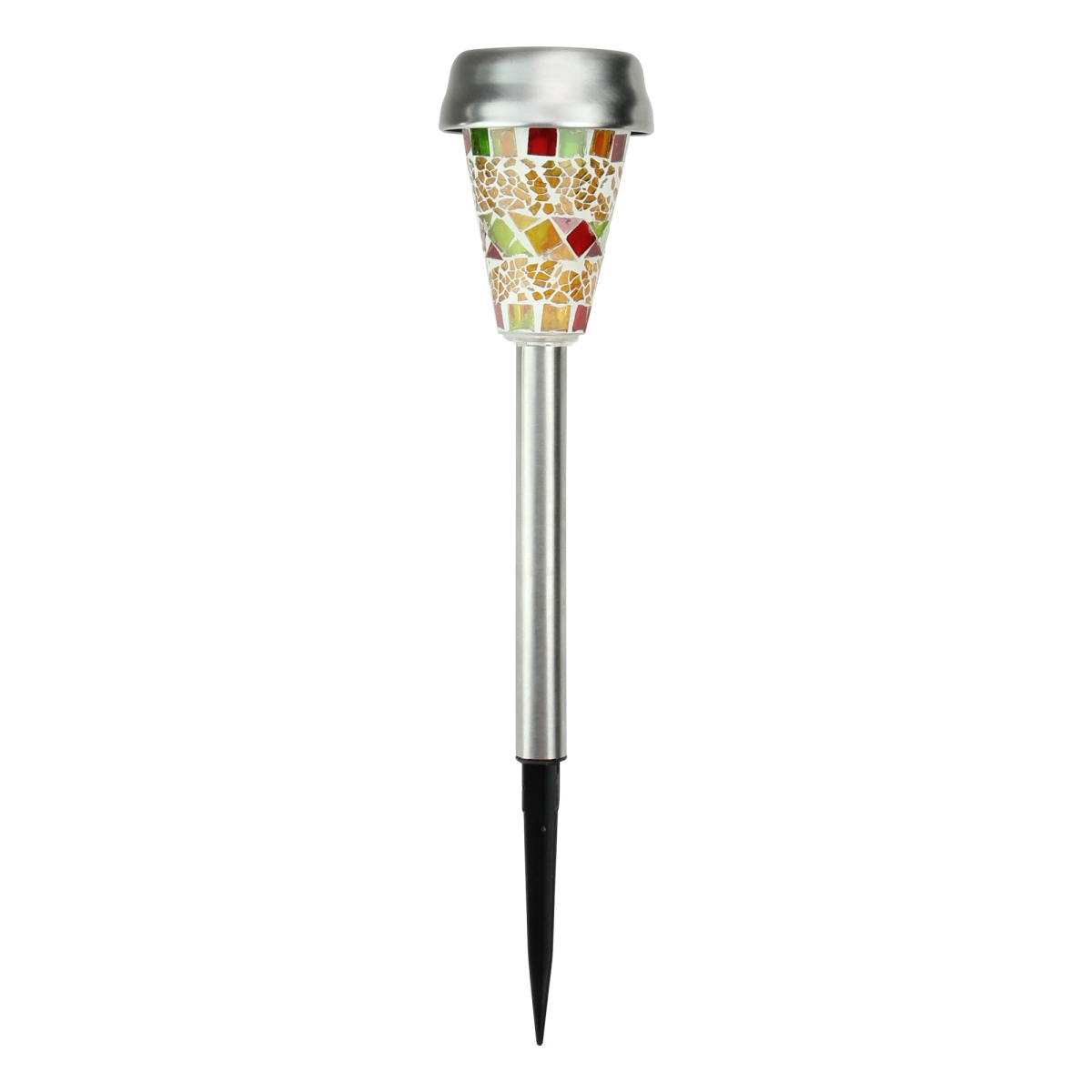 32815998 9.75 In. Yellow Mosaic Solar Light With White Led Light & Lawn Stake