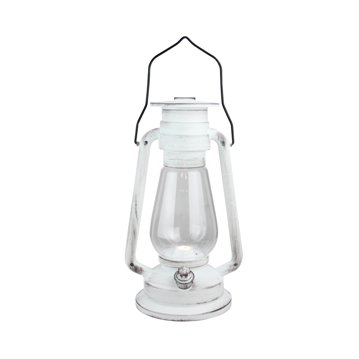 32816141 12 In. Black Brushed & White Traditional Lantern With Bright White Led Light