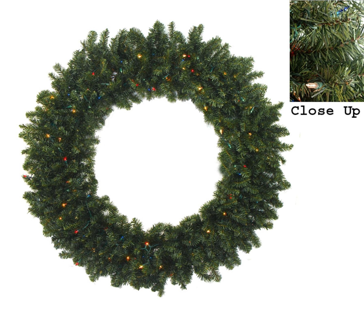 32913286 60 In. Pre-lit Commercial Canadian Pine Artificial Christmas Wreath - Multi Lights
